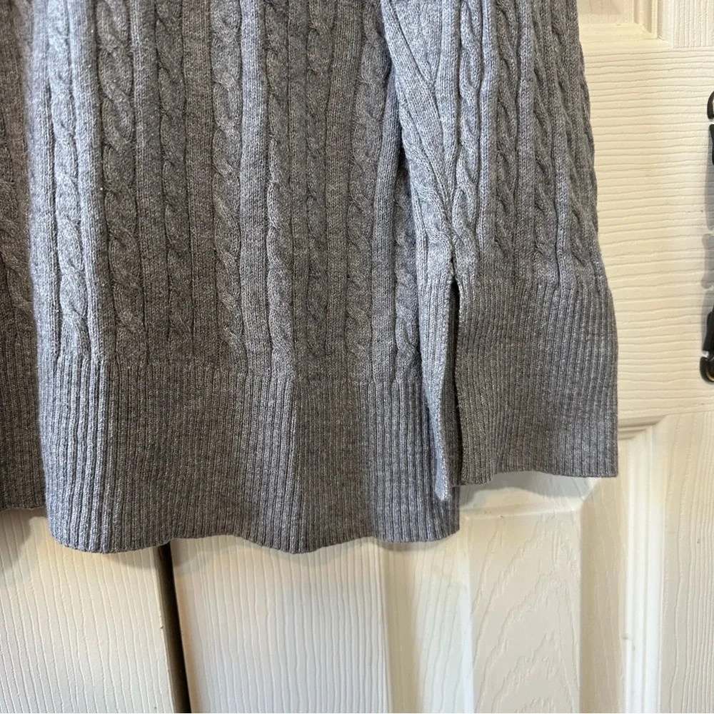Eddie Bauer Women’s Size 2XL Cable Knit Shawl V Neck Pullover Sweater Grey